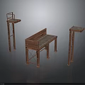 Wooden Workbench And Metal Frame Stands With Stable Tabletop For Laboratory Use