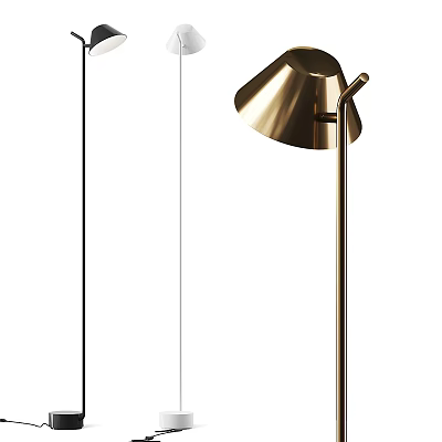 Modern Brass Floor Lamp With Adjustable Shade And Sleek Metallic Stand 3d model