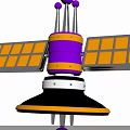 Colorful Space Satellite With Yellow Solar Panels And Purple Antenna Structure
