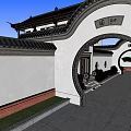 Ancient Architecture Courtyard Featuring Archway White Walls Red Brick Bases And Traditional Roof