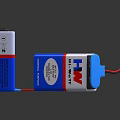 HW Batteries For Household Appliances With Blue White Casing And Red Wire Components