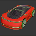 Red Futuristic Sports Car With Sleek Design Black Roof Large Wheels And Reflective Surface