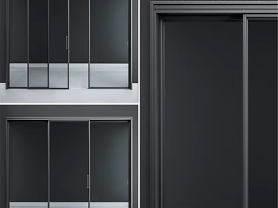 Modern Black Swing Door Design With Metal Frame And Panel Details 3d model