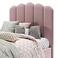 Cozy Single Bed Design With Pink And Green Headboard Patterned Quilt And Pillows