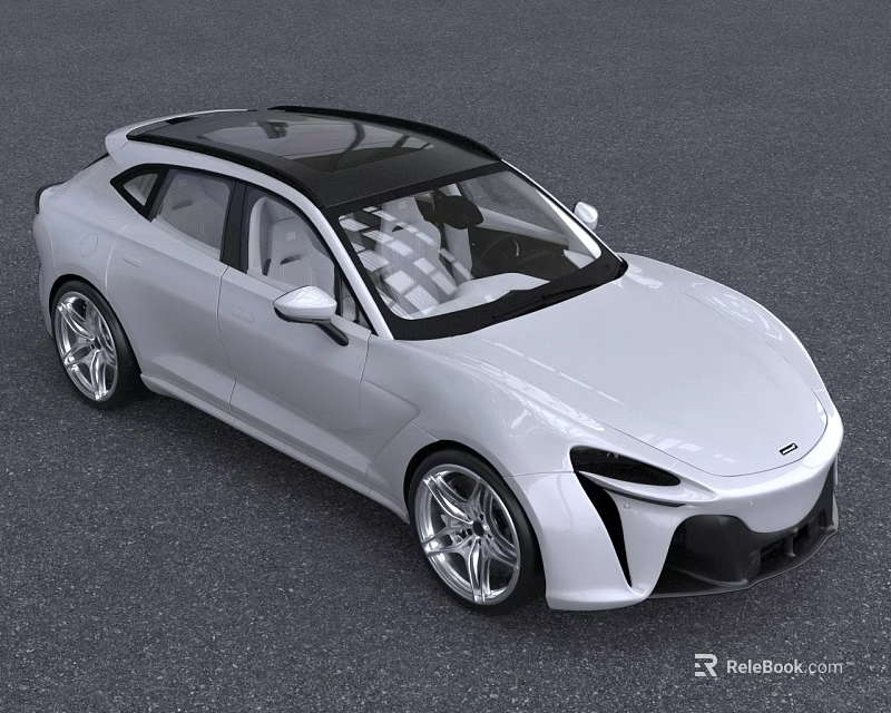 Modern White Car With Black Roof Sleek Design And Stylish Alloy Wheels Exterior 3d model 