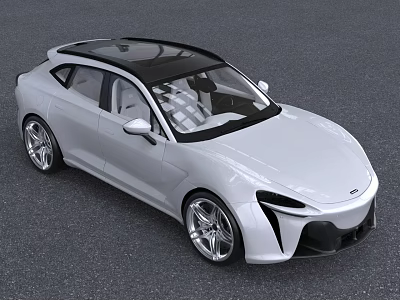 Modern White Car With Black Roof Sleek Design And Stylish Alloy Wheels Exterior 3d model