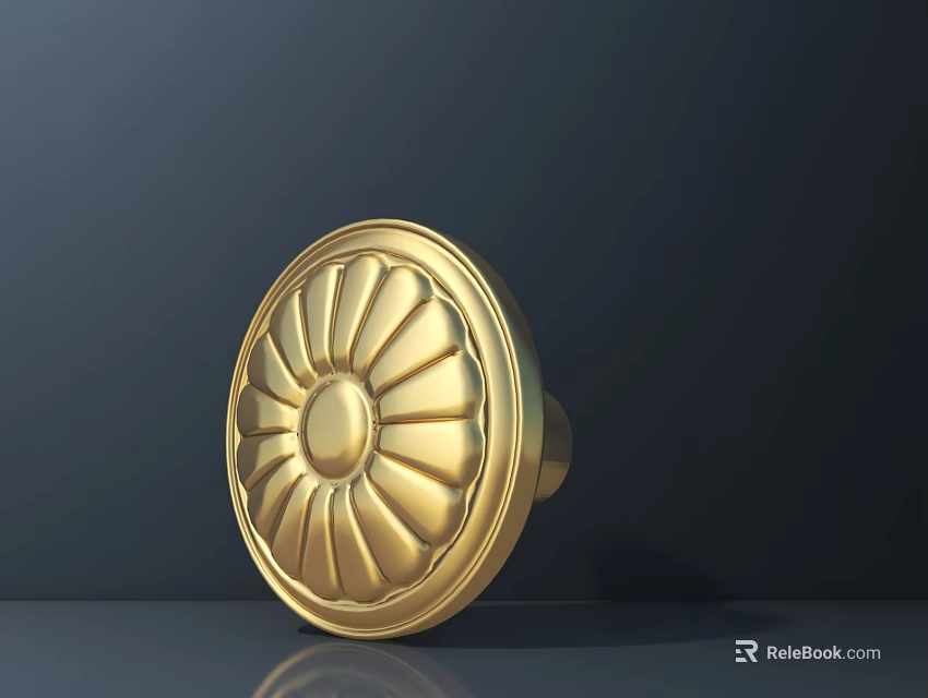Golden Round Decorative Ornament Set With Intricate Sunflower Pattern For Home Decor 3d model 