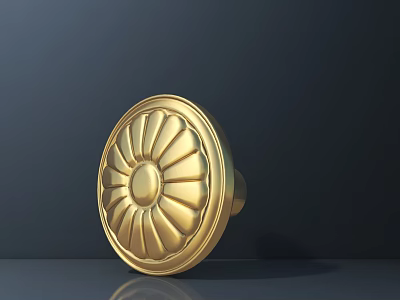Golden Round Decorative Ornament Set With Intricate Sunflower Pattern For Home Decor 3d model