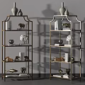 Stylish Metal Frame Shelving Unit With Decorative Vases Books And Sculptures For Modern Home Decor