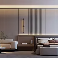 Modern Hotel Room Interior Design With Comfortable Bed Sofa And Table Lamp 3d model
