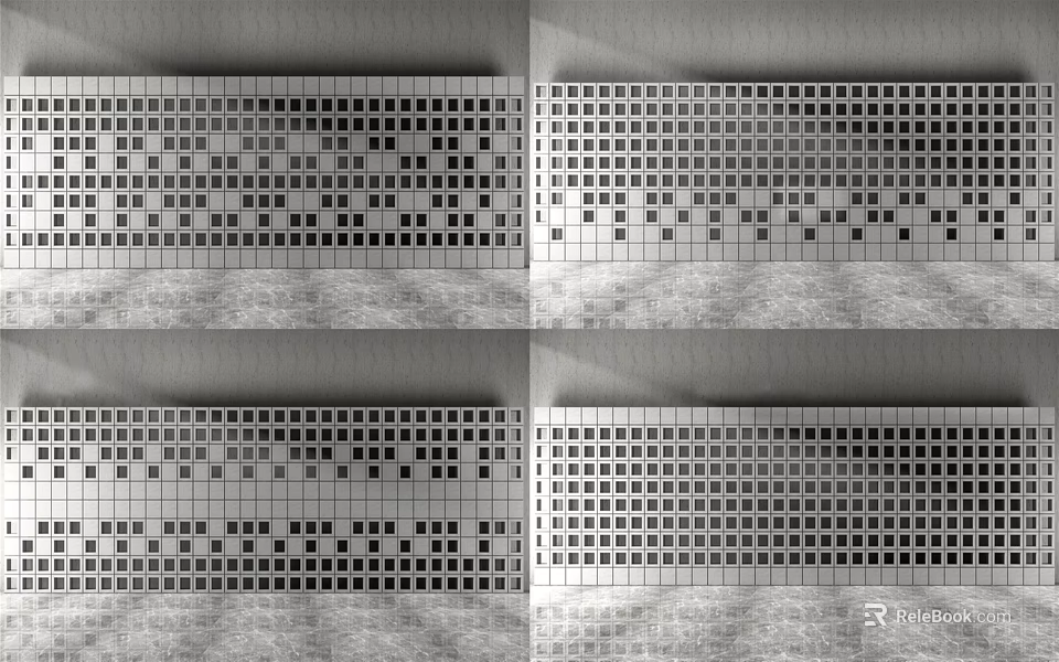 Metal Partition with Grid Pattern Design for Modern Interior Space Decoration 3d model