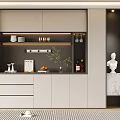 Modern Wine Cabinet Design With Open Shelves Glassware And Decorative Elements 3d model