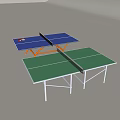 Modern Table Tennis Room Interior With Blue Green Tabletops And Orange White Frames