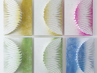 Colorful Fan Shaped Gradient Textured Wall Decor for Modern Home Artwork 3d model