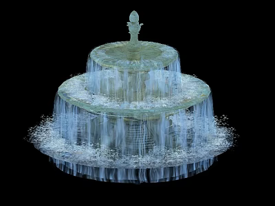 Decorative Garden Fountain Three Tiered Design With Flowing Water And Ornate Top Statue 3d model