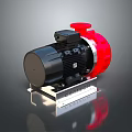 Industrial Electric Pump With Black Motor Red Pump Body And Metal Base Stand