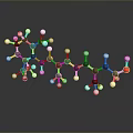 3D Molecular Structure Model with Carbon Chain Hydrogen and Oxygen Atoms
