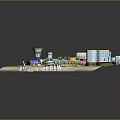 Cartoon Style Theme Park Scene With Fun Attractions Colorful Buildings And Green Areas