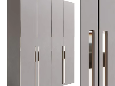 Modern Sleek Wardrobe Design With Multi Door And Metal Handles 3d model
