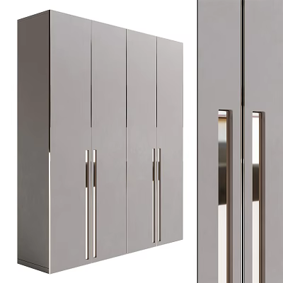 Modern Sleek Wardrobe Design With Multi Door And Metal Handles 3d model