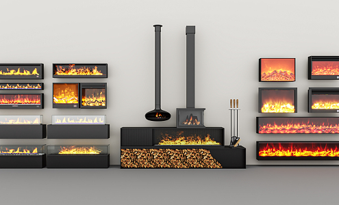 Modern Fireplace Electronic Fireplace Firewood 3d model