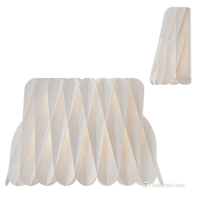 Modern White Pleated Wall Lamp With Elegant Design And Soft Illumination 3d model 