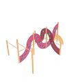 Pink and Yellow Playground Equipment With Wavy Climbing Structure And Semicircular Design