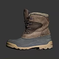 Brown And Blue Waterproof Lace Up Winter Boots With Yellow Non Slip Sole