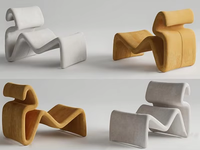 Modern Curved Accent Chair in Multiple Colors for Contemporary Home Decor 3d model