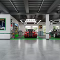 Spacious Modern 4S Dealership Showroom With Green Decor Car Display Posters And Glass Doors