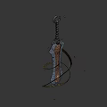 Decorative Ancient Sword With Golden Spiral Wrap And Carved Head Motif