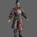Legendary Armored Warrior With Red And Silver Armor And Helmet Standing Pose
