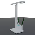 White Desk Lamp With Pen Holder Calendar And Modern Sleek Design