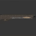 Detailed Architectural 3D Model Of Wooden Long Structure With Support Pillars And Sandy Base