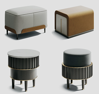 Light Luxury Sofa Stool Combination 3d model