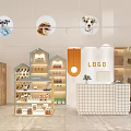 Bright Shopping Mall Retail Store Interior With Shelves Staircase Display Cases And Counter