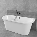 Various White Bathtub Designs With Oval And Rectangular Shapes On Gray Surface 3d model
