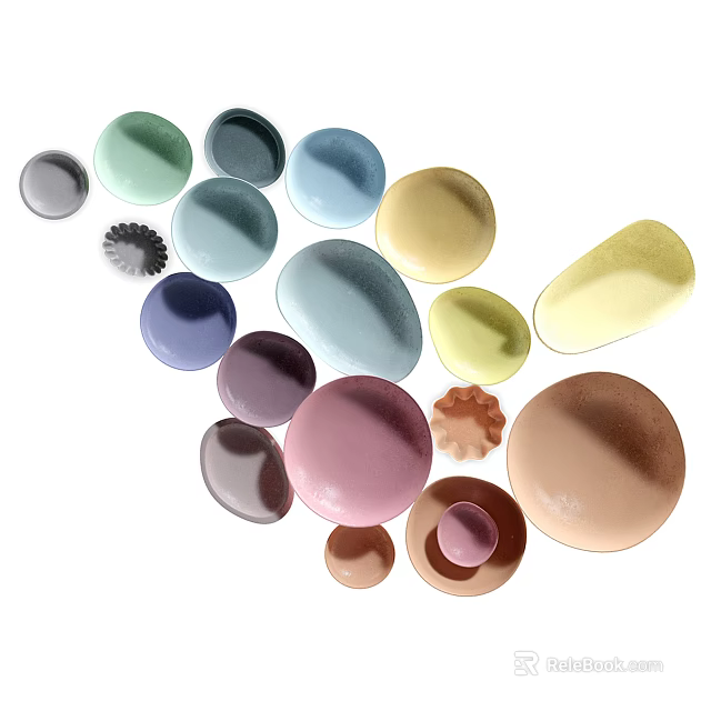 Colorful Pills And Tablets In Various Shapes With Different Color Hues Collection 3d model 