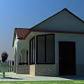 Modern Detached House with Red Tiled Roof Skylight Courtyard Patio and Outdoor Dining Set