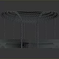 Modern Curved Architectural Structure With Hollowed Lattice Roof And Supporting Pillars