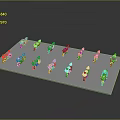 Mini Motorcycle Models in Multiple Colors Arranged Neatly on Gray Platform 3d model