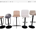 Stylish Bar Stools With Various Designs Different Colors And Black Metal Frames 3d model