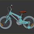 Kids Turquoise Bicycle With Red Seat Handlebars Training Wheels And Modern Design