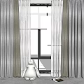 Layered Gray Curtains With Sheer Panels For Modern Window Decoration 3d model