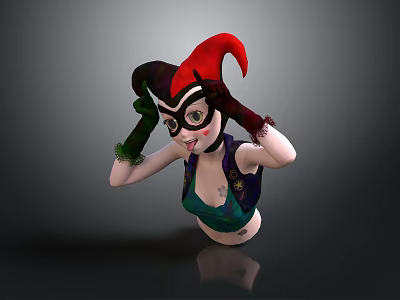 Cartoon Character With Red Black Hat Green Gloves Purple Vest Green Top Glasses And Tattoo 3d model