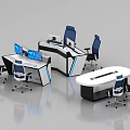 Modern Conference Room Setup With Desks Computer Monitors And Ergonomic Chairs