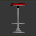 Modern Bar Stool With Red Cushioned Seat And Metal Frame Footrest