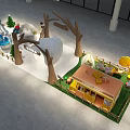 Festive Children's Playground With Christmas Decorations Swings Transparent Ball And Slide
