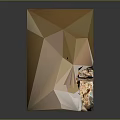 Cartoon Scene Featuring Colorful Geometric Polyhedron With Hole And Shiny Crystal Texture Reflection