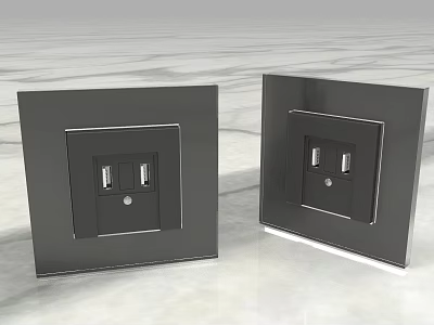 Black Switch Panels with Modern Sleek Design Double Gang Glossy Surface Home Electrical Control 3d model